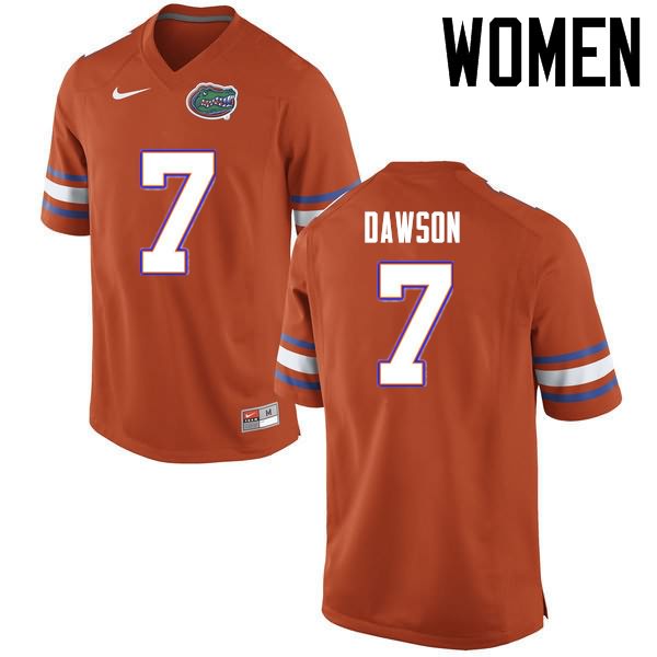 Women's NCAA Florida Gators Duke Dawson #7 Stitched Authentic Nike Orange College Football Jersey OXF1465OQ